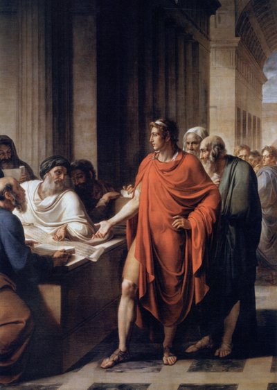 Ptolemy II Philadelphus examining a roll of papyrus by Vincenzo Camuccini